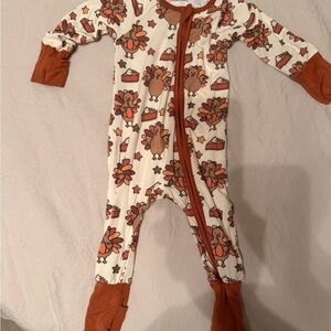 Caden Lane Festive Turkey Print Baby Sleeper